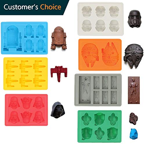 Product Cover Sunerly Silicone Ice Tray Molds in Star Wars Character Shapes, Ideal for Chocolate, Ice Cubes Trays, Jelly, Sweets, Desserts, Baking Soap and Candle Making (Set of 7)