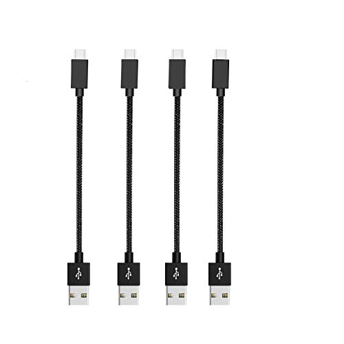 Product Cover YBHMO USB C Cable Short [4 Pack 8 inches] Nylon Braided USB Type C Charging Cable for All USB c Type c Phones and Devices,Black