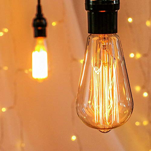 Product Cover 6-Pack Vintage Edison Light Bulbs-60W E26/E27 Base Dimmable Replacement Bulbs for Wall Sconces Lights, Antique Squirrel Cage Lights, Pendant Island Ceiling Chandelier Light Lamps, Amber Warm