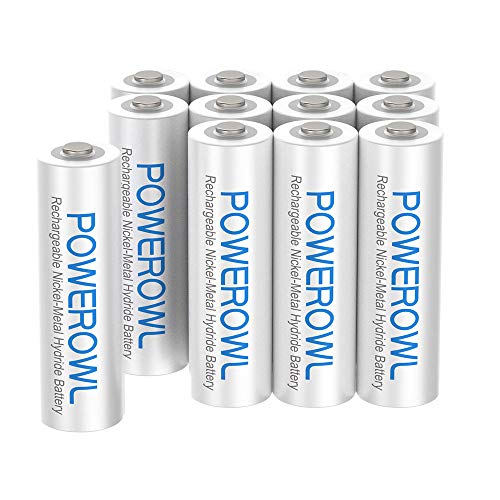 Product Cover AAA Rechargeable Batteries, POWEROWL High Capacity Triple A Batteries 1000mAh 1.2V NiMH Low Self Discharge HR03, 12 Pack
