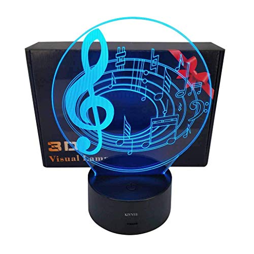 Product Cover 3D Optical Illusion LED Nigth Light Music Note Table Desk Lamp 7 Color Changeable LED Night Light Home Party Decoration for Birthday Gift Christmas Xmas Festival Toy Gift for Music Lovers Fans ...