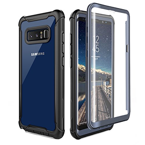 Product Cover Samsung Galaxy Note 8 Cell Phone Case - Ultra Thin Clear Cover with Built-in Anti-Scratch Screen Protector, Full Body Protective Shock Drop Proof Impact Resist Extreme Durable Case, Black/Grey