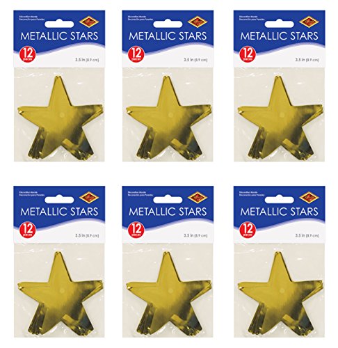 Product Cover Beistle S57027-GDAZ6 Metallic Star Cutouts 72 Piece, Gold
