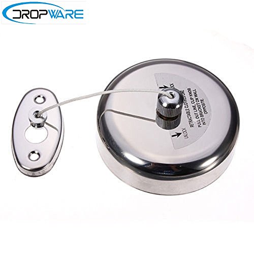 Product Cover Dropware Stainless Steel Retractable and Lockable Cloths line, Standard, Silver