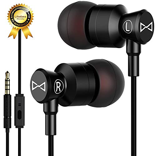 Product Cover Marsno M1 Wired Metal in Ear Headphones, Noise Isolating Stereo Bass Earphones with Mic，Dynamic Drivers Earbuds Provide Stereo & Crystal Clear Sound (Black)
