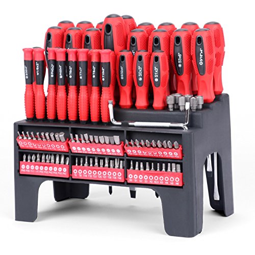 Product Cover HORUSDY 100-Piece Magnetic Screwdriver Set with Plastic Racking, Best Tools for Men Tools Gift