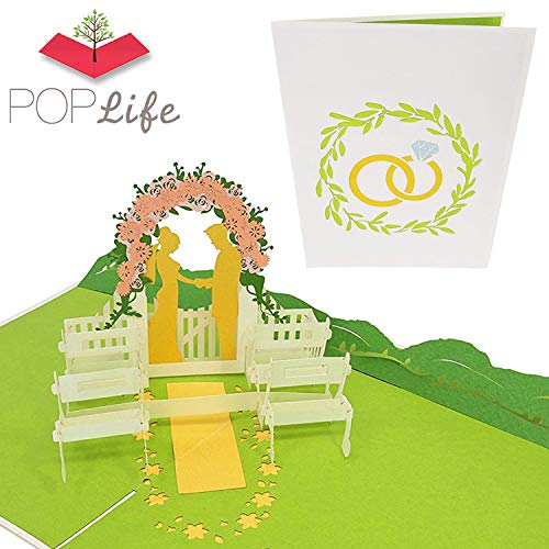 Product Cover PopLife Summer Wedding 3D Pop Up Greeting Card - Wedding Gift, Wedding Invitation, Anniversary Card, Engagement Card, Bridal Shower - Folds Flat for Mailing - Congratulations, Thank You, Birthday Card