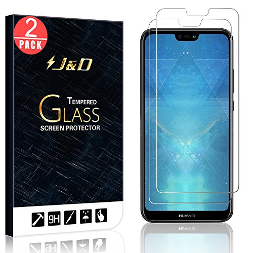 Product Cover J&D Compatible for 2-Pack P20 Lite Glass Screen Protector, [Tempered Glass] [Not Full Coverage] Clear Ballistic Glass Screen Protector for Huawei P20 Lite Screen Protector - Not for Huawei P20/P20 Pro