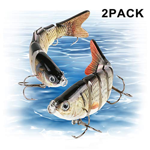 Product Cover Scotamalone Fishing Lures Bass Lures, Pack of 2, 6 Segment, Tackle 6# High Carbon Steel Anchor Hook, Lifelike Multi Jointed Artificial Swimbait, Hight Quality Hard Bait, 4Inches/0.68Oz