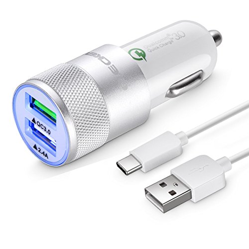 Product Cover Fast USB C Car Charger Compatible for Samsung Galaxy S10 Plus/S10/S10e/S9/S9 Plus/S8/S8 Plus/S8 Active/Note 10 Plus/Note 9/8/A20/A50/A70, LG V40/V30/G6/G5 with Quick Charge 3.0 Fast Charging Port