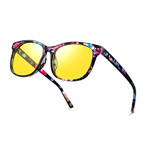 Product Cover Night Vision Driving Glasses Polarized Anti-glare Clear Sun Glasses Men & Women Fashion(Floral)