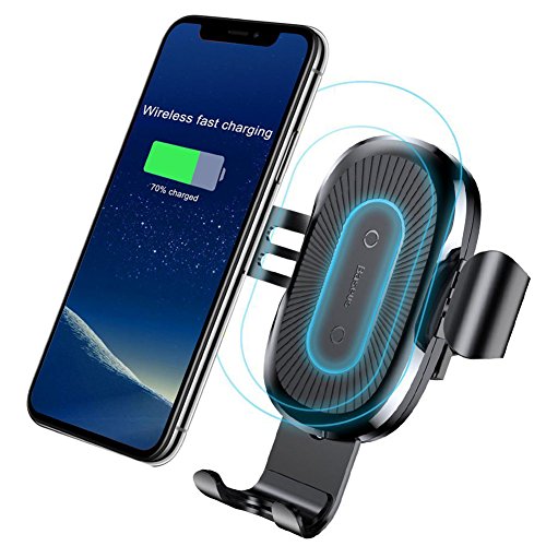 Product Cover Qi Wireless Car Charger,Baseus Qi Fast Wireless Charger Gravity Car Mount Air Vent Phone Holder for Samsung Galaxy S8 S9 Plus,Note 8,Standard Charge for iPhone X,8/8 Plus,Qi Enabled Devices (Black)