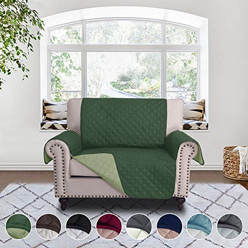 Product Cover RHF Reversible Chair and a Half Cover&Chair and a Half Covers,Slipcovers for Chair and a Half, Chair and a Half Covers,Pet Cover for Chair and a Half (Loveseat Small: HunterGreen/Sage)