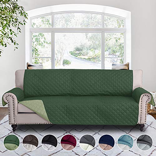 Product Cover RHF Reversible Cover for Extra-Wide Couch, Sofa Cover, Extra-Wide Couch Cover for Dogs, Extra-Wide Couch Covers for Pets, Couch Slipcover, Machine Washable (Sofa-Extra Wide: HunterGreen/Sage)