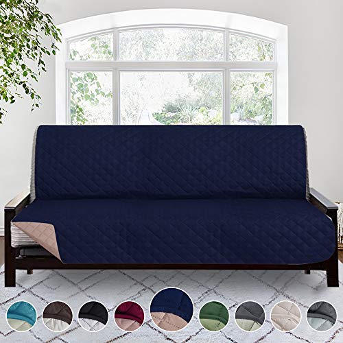 Product Cover RHF Reversible Futon Cover, Futon Cover, Futon Cover for Dogs, Pet Cover for Futon, Futon Slipcover, Futon Protector, Machine Washable, Dryer Safe, Double Diamond Quilted (Futon: Navy/Sand)
