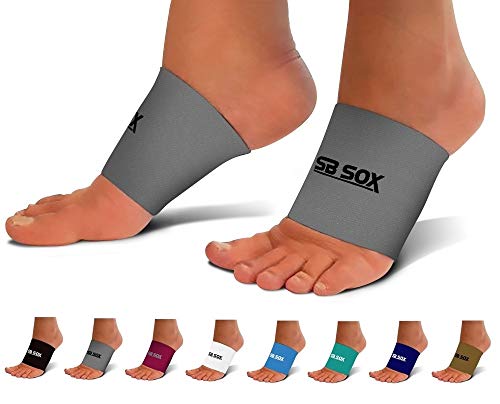 Product Cover SB SOX Compression Arch Sleeves for Men & Women - Perfect Option to Our Plantar Fasciitis Socks - for Plantar Fasciitis Pain Relief and Treatment for Everyday Use with Arch Support (Gray, Medium)