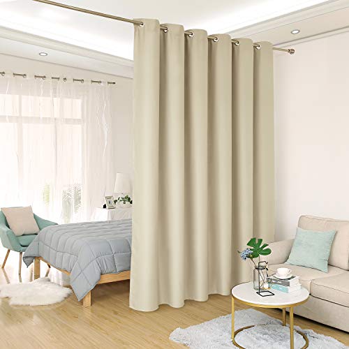 Product Cover Deconovo Privacy Room Divider Curtain Thermal Insulated Blackout Curtains Screen Partition Room Darkening Panel for Shared Bedroom, 10ft Wide x 8ft Tall 1 Panel Beige
