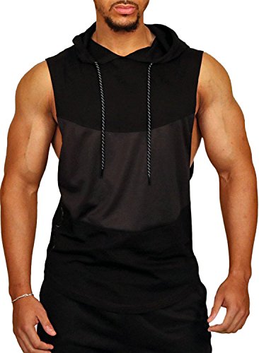 Product Cover PAIZH Men's Workout Sleeveless Shirt See Through Pattern Stringer Hooded Tank Top