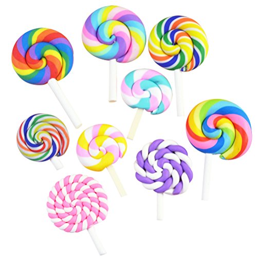Product Cover ULTNICE 36Pcs lollipop Prop Clay Candy Embellishment Rainbow Swirl Lollipop Lolly Random