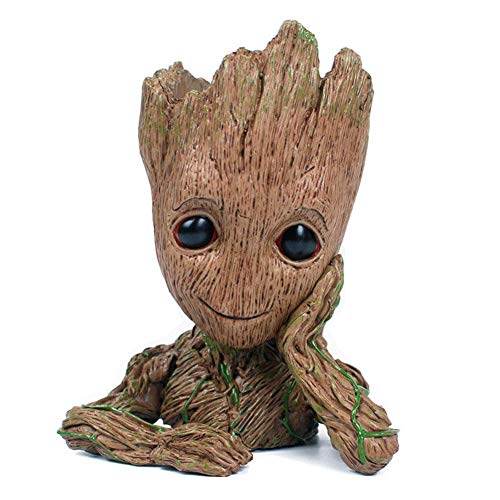 Product Cover Baby Groot Flowerpot with Water Beads, The Guardians of Galaxy Flower Pots Cute Baby Action Figures Model Toy Pen Pencil Holder PVC Planter