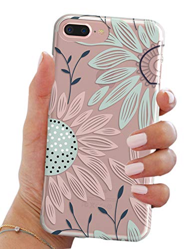 Product Cover TRFAEE iPhone X Case with Flowers Spring Floral Sunflower Daisy Blooms Soft Clear TPU Rubber Gel Shock Absorption Protection Case Cover for Apple iPhone X