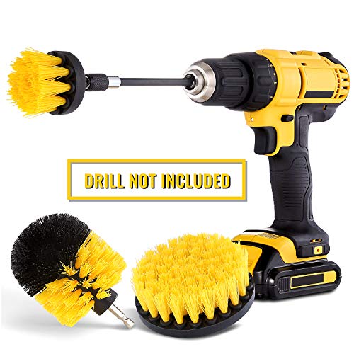 Product Cover Drill Brush Attachment Set - Power Scrubber Brush Cleaning Kit - All Purpose Drill Brush with Extend Attachment for Bathroom Surfaces, Grout, Floor, Tub, Shower, Tile, Corners, Kitchen, Automotive