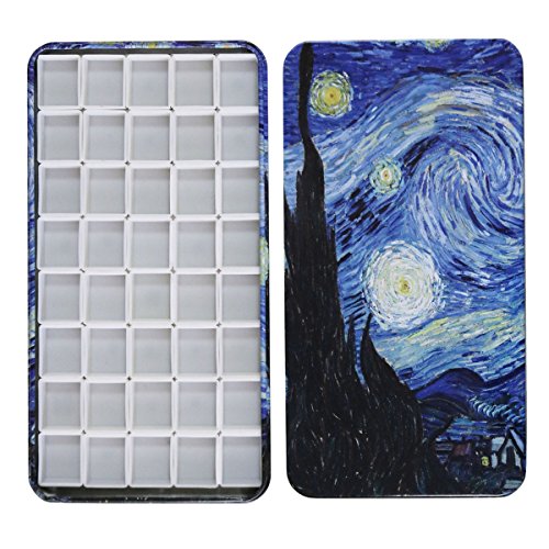 Product Cover FCLUB Watercolor Tins Palette Paint Case with 40Pcs Half Pans Carrying Magnetic Stripe on The Bottom - Starry Night by Vincent Van Gosh