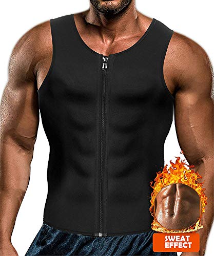 Product Cover CORATED Men's Hot Sweat Body Shaper Tank Top Tummy Fat Burner Slimming Sauna Vest Weight Loss Shapewear Neoprene, Blackzip, X-Large