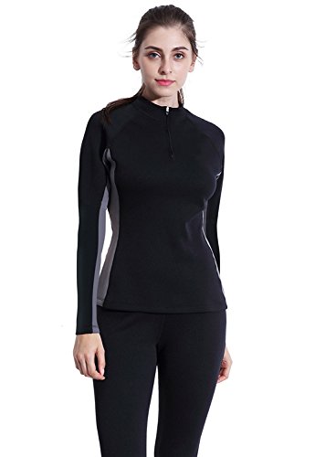 Product Cover Valentina Womens Hot Thermo Body Shaper, Slimming Long Sleeve Shirt, Workout Sweat Sauna Suit, Arm & Abdominal Trainer, Stomach Fat Burner, Best SCR Bodysuit for Weight Loss, Black S - 4XL