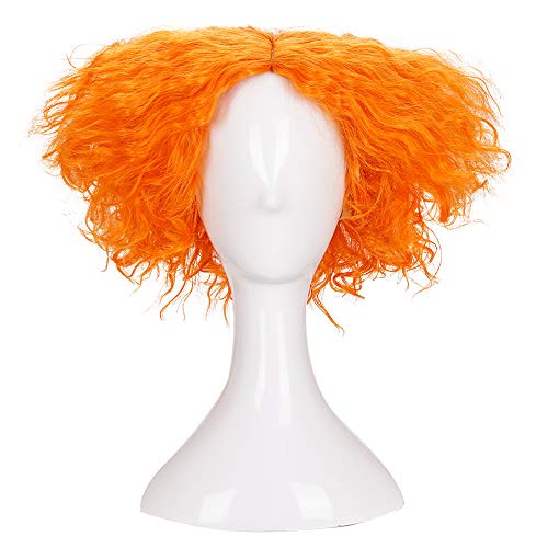 Product Cover Morvally Short Messy Curly Orange Wigs Unisex Heat Resistant Hair for Cosplay Costume Holloween Party