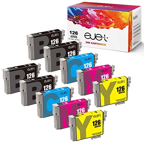 Product Cover ejet Remanufactured Ink Cartridge Replacement for Epson 126 T126 to use with Workforce 545 645 845 630 840 WF-3520 WF-3540 WF-7520 WF-7010 Stylus NX430 (4 Black, 2 Cyan, 2 Magenta, 2 Yellow) 10 Pack