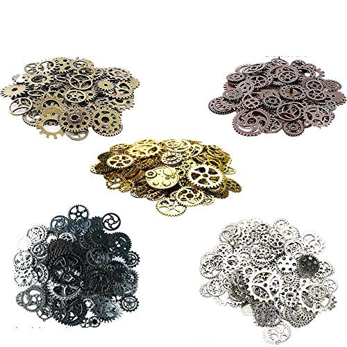 Product Cover Awtlife 300 Gram Assorted Vintage Antique Steampunk Gears Charms Watch Cog Wheel Sets 5 Color