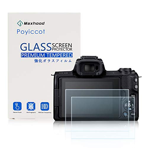 Product Cover Poyiccot(2-Pack) for Canon EOS M50 Tempered Glass Screen Protector, Optical 9H Hardness 0.3mm Ultra-Thin DSLR Camera Glass Canon EOS M50