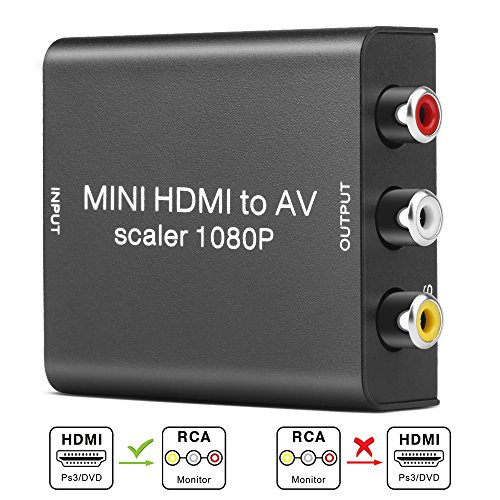 Product Cover HDMI to RCA, Electop 1080P Mini HDMI to AV 3 RCA CVBS Converter 1080P Composite Video Audio Converter Adapter Support PAL/NTSC with USB Cable for PC Laptop PS4 HDTV STB VHS VCR Camera -Metal
