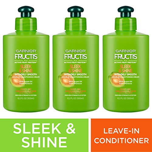 Product Cover Garnier Fructis Sleek & Shine Intensely Smooth Leave-In Conditioning Cream, 10.2 Ounce (Pack of 3) (Packaging May Vary)
