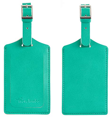 Product Cover Travelambo Leather Luggage Bag Tags (Green 7131 Blooming Green)