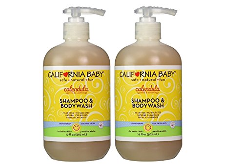 Product Cover California Baby Calendula Shampoo and Body Wash - Hair, Face, and Body | Gentle, Allergy Tested | Dry, Sensitive Skin, 19 oz.- 2 pack