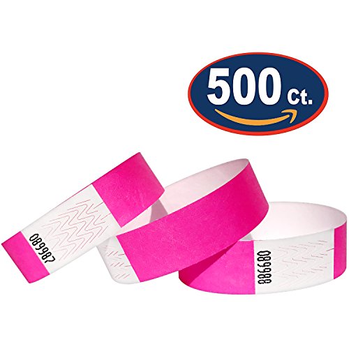Product Cover Tyvek Wristbands - 500 Pack - Neon Pink - 3/4