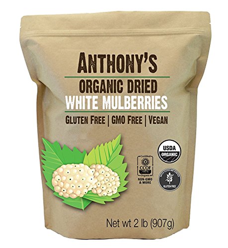 Product Cover Anthony's Organic White Mulberries, 2lbs, Sun Dried, Non GMO & Gluten Free
