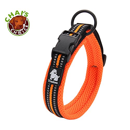 Product Cover Chai's Choice Best Padded Comfort Cushion Dog Collar for Small, Medium, and Large Dogs and Pets. Perfect Match Front Range Harness Leash. (Small, Orange)