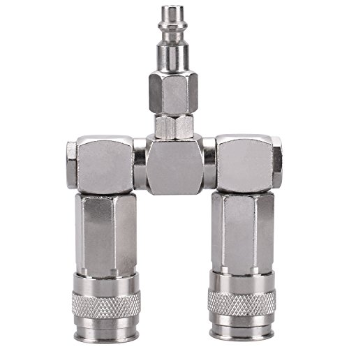 Product Cover WYNNsky Air Hose Splitter Swivel 360 Degrees Connector 2 Way Manifold with 1/4 Inch NPT Compressories Couplers and Plug