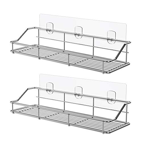 Product Cover ODesign Adhesive Bathroom Shelf Organizer Shower Caddy Kitchen Spice Rack Wall Mounted No Drilling SUS304 Stainless Steel - 2 Pack