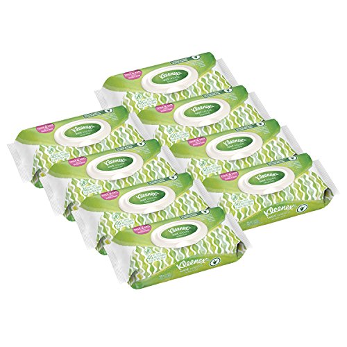 Product Cover Kleenex Wet Wipes Sensitive With Aloe And Vitamin E For Hands And Face, Flip-top pack, 8 packs of 48 Wipes (384 Total Wipes)
