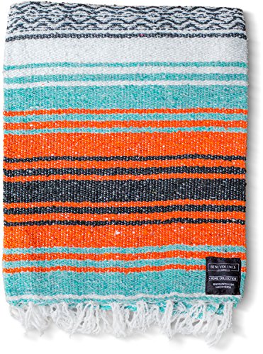 Product Cover Mexican Blanket, Falsa Blanket | Authentic Hand Woven Blanket, Serape, Yoga Blanket | Perfect Beach Blanket, Navajo Blanket, Camping Blanket, Picnic Blanket, Saddle Blanket, Car Blanket (Mandarin)