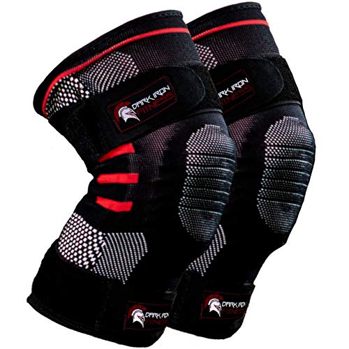 Product Cover Weightlifting Knee Sleeves for Crossfit Powerlifting and Weight Training - 1 Pair of Compression Sleeve Wraps for Knees with Power Lifting Padded Support Stabilizer Brace to Squat Better