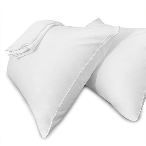 Product Cover Precoco White Pillow Cases Standard Size-100% Cotton Pillowcase Covers with Zipper Hidden, Wrinkle, Fade & Stain Resistant/Pillow Covers for Easy Care, Set of 2