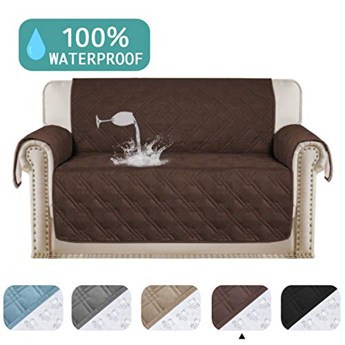 Product Cover Waterproof Sofa Slipcover Loveseat Protector Cover for Living Room Non-Slip Couch Covers for Dogs Pet Quilted Furniture Covers Machine Washable Protects from Kids, Dogs, Cats(Loveseat, Brown)