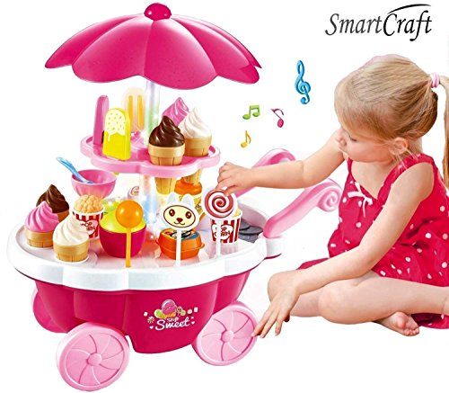 Product Cover Smartcarft Ice Cream Kitchen Play Cart Kitchen Set Toy with Lights and Music -Small, Multicolor