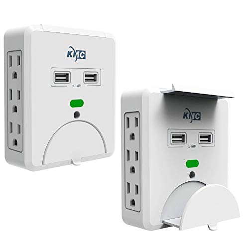 Product Cover KMC 6-Outlet Wall Mount Surge Protector with 2 USB Charging Ports (2.1 AMP), 2-Pack