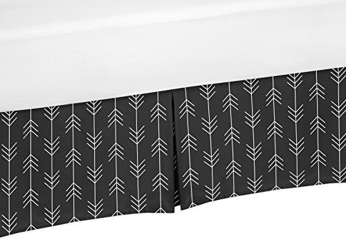Product Cover Sweet Jojo Designs Black and White Woodland Arrow Baby Boy Pleated Crib Bed Skirt Dust Ruffle for Rustic Patch Collection